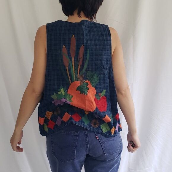 90s‎ Home Made Plaid Fall Theme Vest - Picture 3 of 5